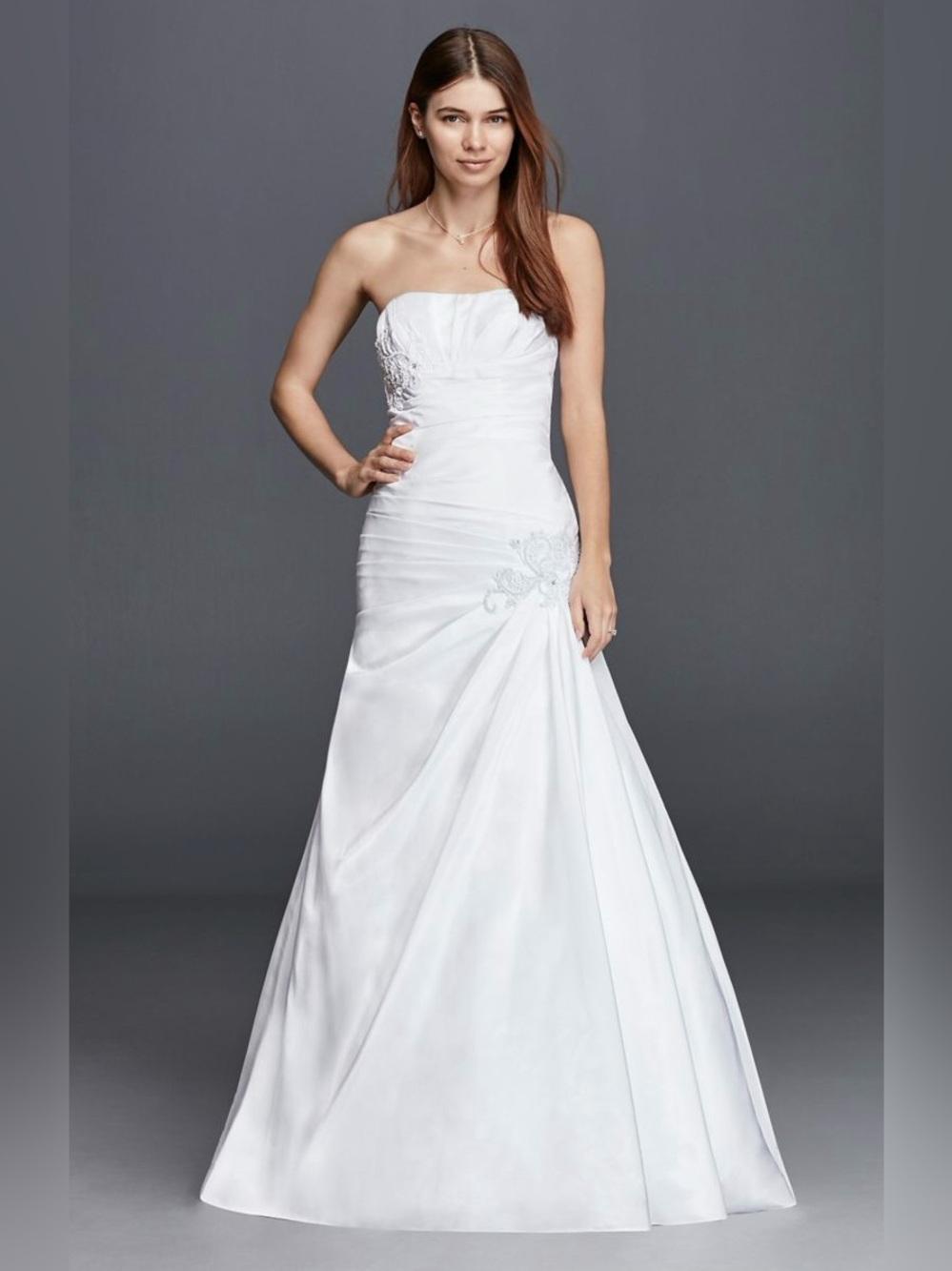 NWT David’s Bridal Strapless Side Draped Wedding Dress